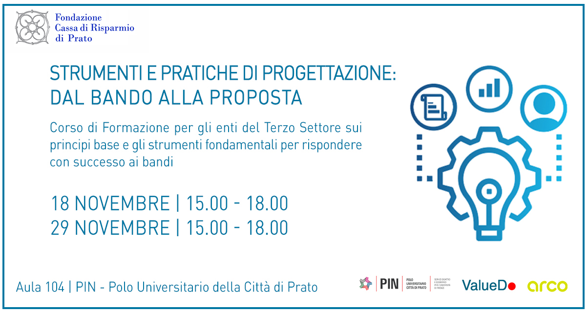 corso progettazione per Terzo Settore della Provincia di Prato arco PIN valuedo Coworking 91 C
